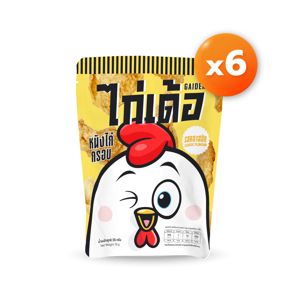 ไก่เด้อ หนังไก่กรอบ รสคลาสสิก 35g โดย พีชอีทแหลก x 6 ซอง