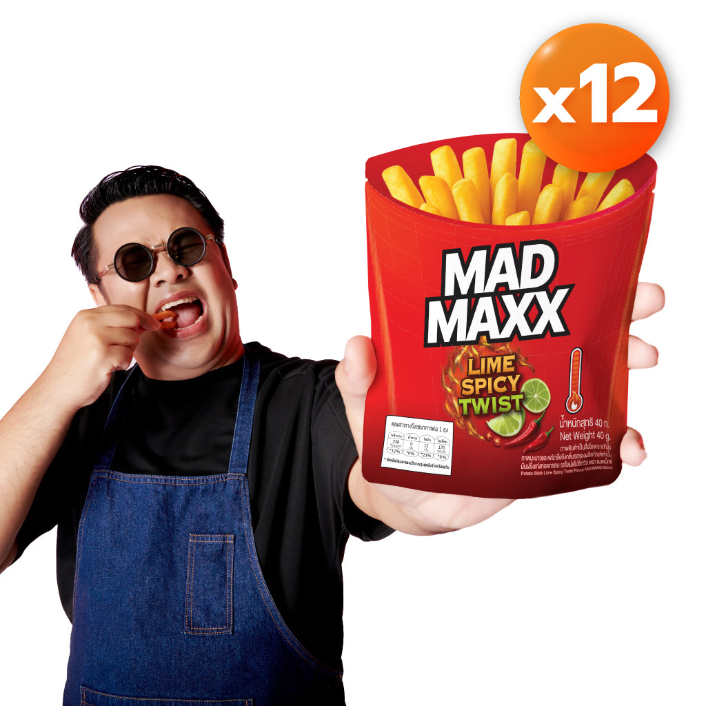 แมดแม็กซ์ มันฝรั่งแท่งทอดกรอบ รสไลม์สไปซี่ทวิส by Bankii x 12 ซอง