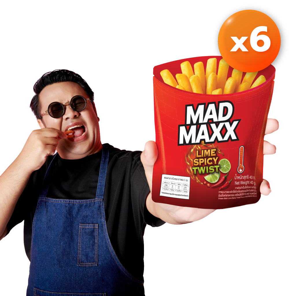 แมดแม็กซ์ มันฝรั่งแท่งทอดกรอบ รสไลม์สไปซี่ทวิส by Bankii x 6 ซอง